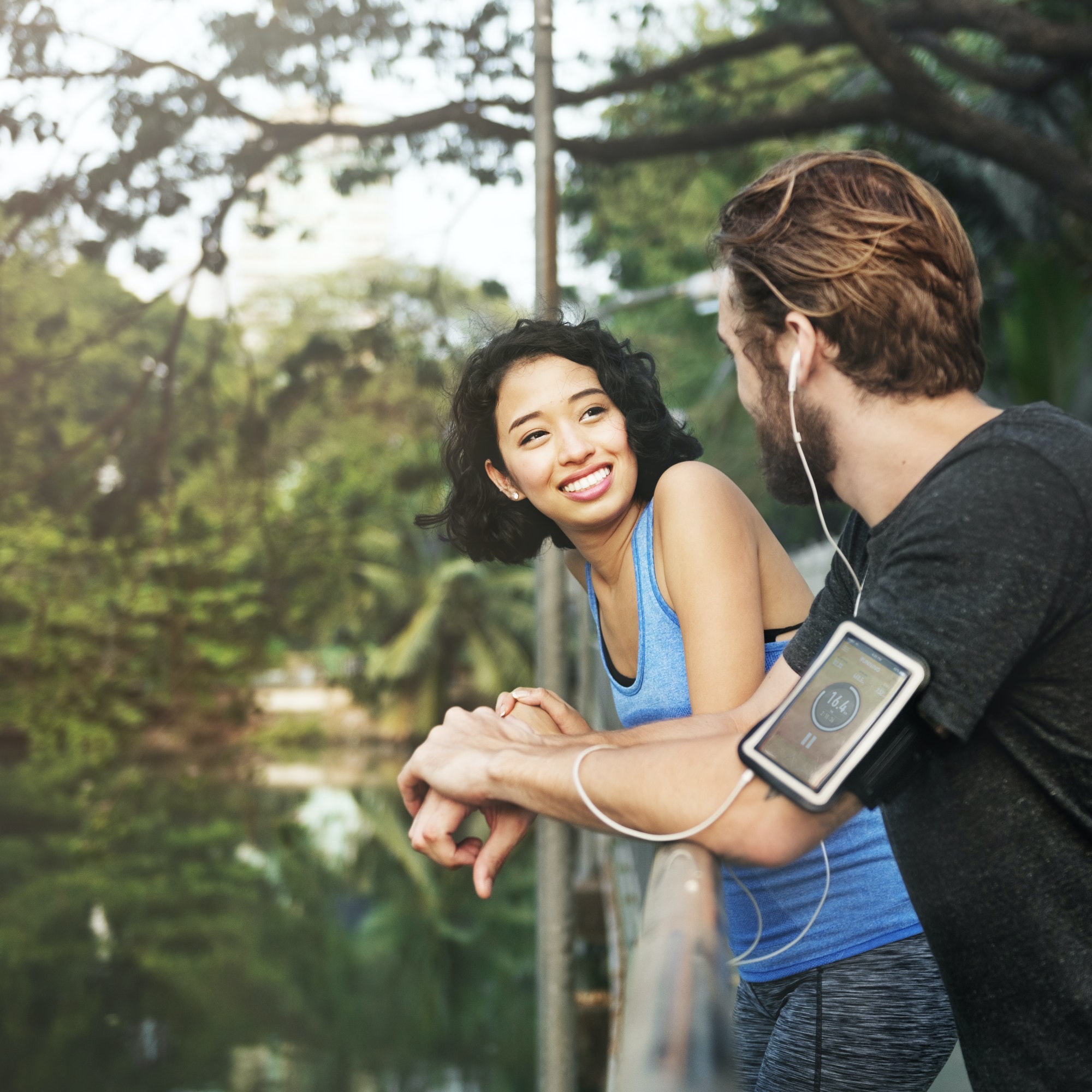 Couple Exercise Jogging Running Park Concept